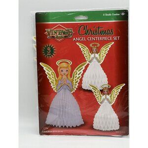 Vintage Beistle Christmas Angel Centerpiece 3 Pieces Fully Round‎ Reproduction